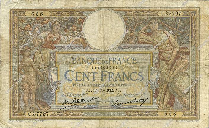 100 Francs LUC OLIVIER MERSON grands cartouches FRANKREICH  1932 F.24.11 fS