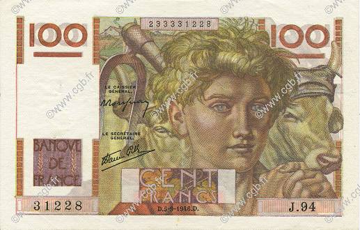 100 Francs JEUNE PAYSAN FRANCIA  1946 F.28.08 EBC