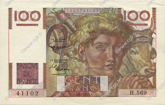 100 Francs JEUNE PAYSAN FRANCE  1953 F.28.38 AU-