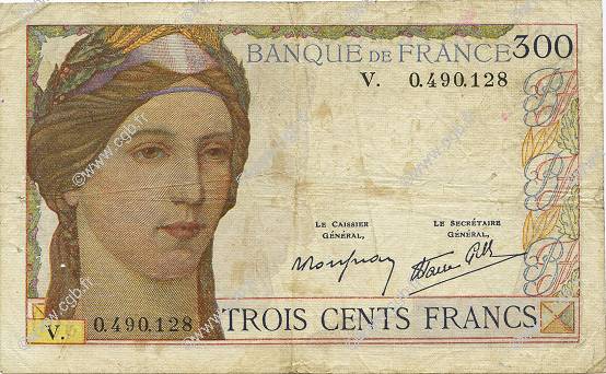 300 Francs FRANCE  1939 F.29.03 F+