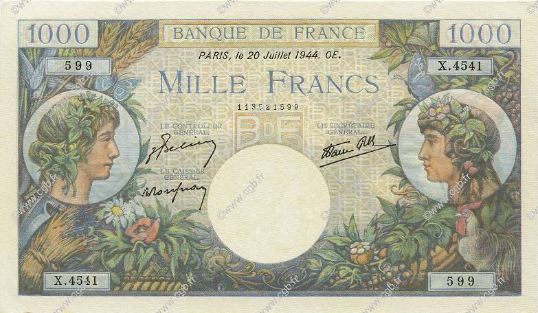 1000 Francs COMMERCE ET INDUSTRIE FRANCE  1944 F.39.12 NEUF