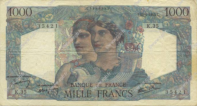 1000 Francs MINERVE ET HERCULE FRANCIA  1945 F.41.03 MBC