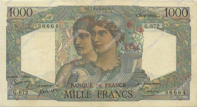 1000 Francs MINERVE ET HERCULE FRANKREICH  1950 F.41.33 VZ+