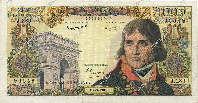 100 Nouveaux Francs BONAPARTE FRANCIA  1963 F.59.21 q.BB