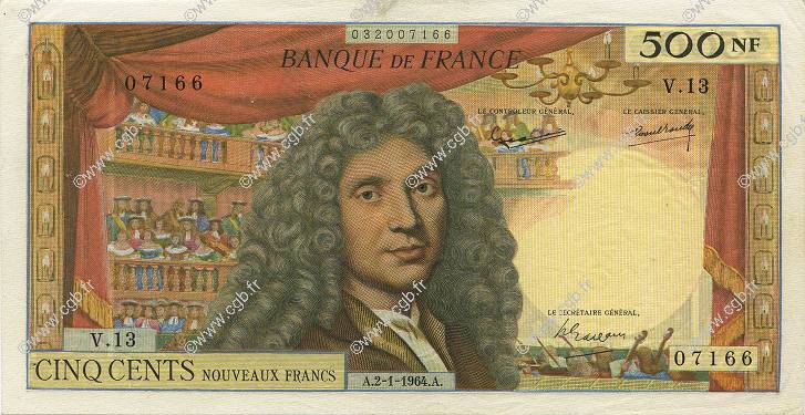 500 Nouveaux Francs MOLIÈRE FRANCIA  1964 F.60.06 EBC