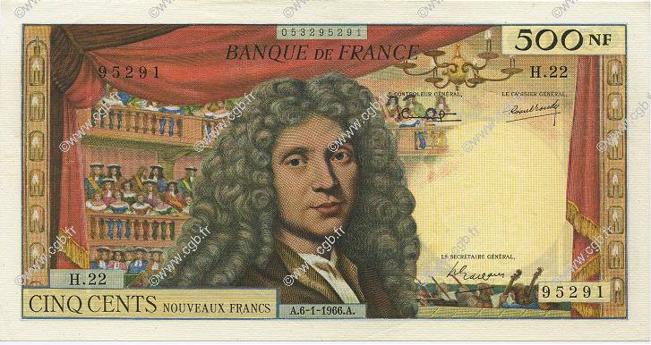 500 Nouveaux Francs MOLIÈRE FRANKREICH  1966 F.60.09 VZ
