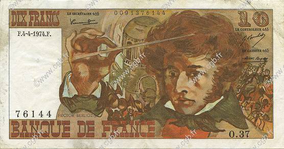 10 Francs BERLIOZ FRANCIA  1974 F.63.04 MBC