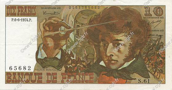 10 Francs BERLIOZ FRANKREICH  1974 F.63.05 VZ