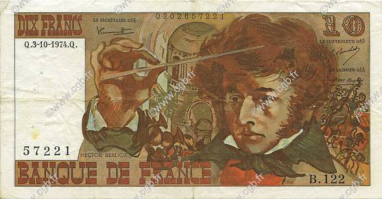 10 Francs BERLIOZ FRANCIA  1974 F.63.07b MBC