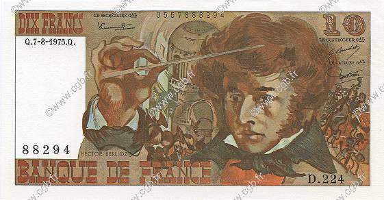 10 Francs BERLIOZ FRANCE  1975 F.63.12 UNC-