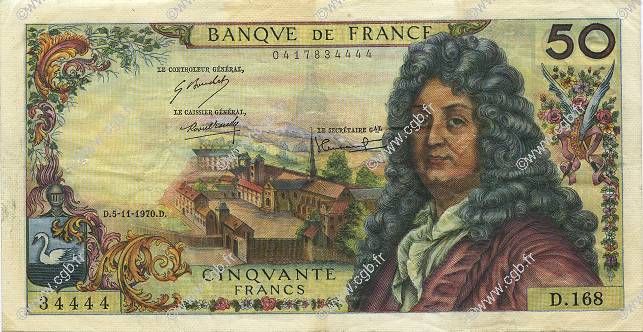 50 Francs RACINE FRANCIA  1970 F.64.17 EBC
