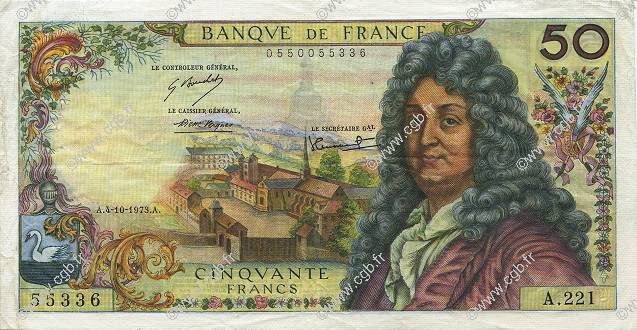 50 Francs RACINE FRANCIA  1973 F.64.24 MBC a EBC