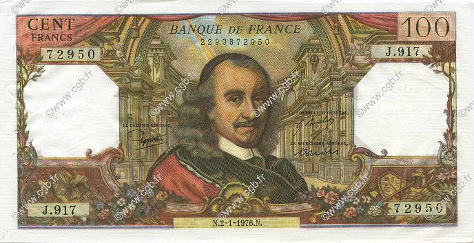 100 Francs CORNEILLE FRANCIA  1976 F.65.51 AU