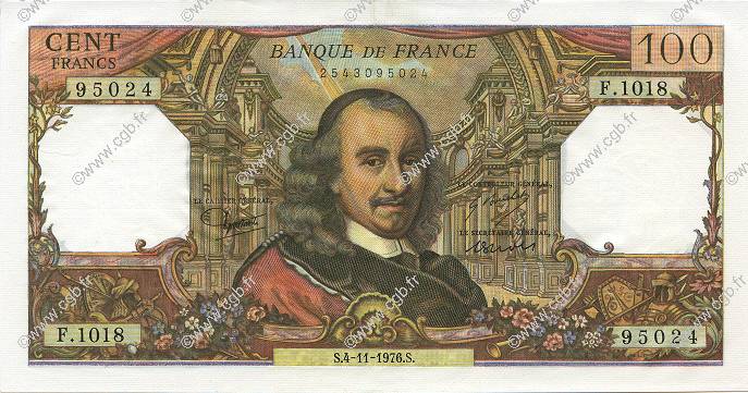 100 Francs CORNEILLE FRANCE  1976 F.65.55 AU