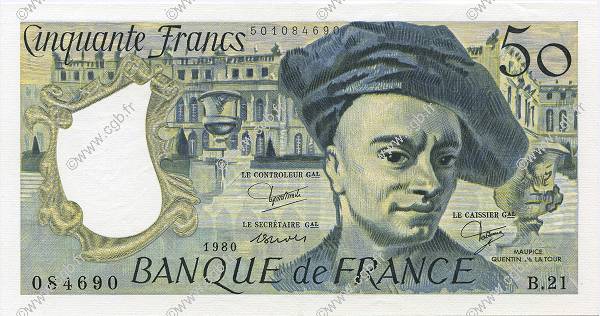 50 Francs QUENTIN DE LA TOUR FRANCIA  1980 F.67.06 AU