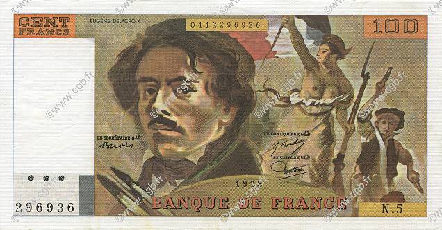 100 Francs DELACROIX modifié FRANCE  1978 F.69.01d XF+