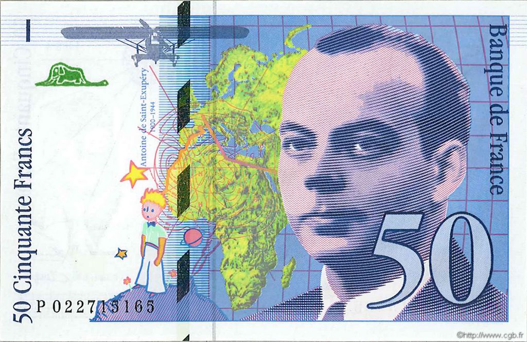 50 Francs SAINT-EXUPÉRY modifié FRANCE  1994 F.73.01d UNC-