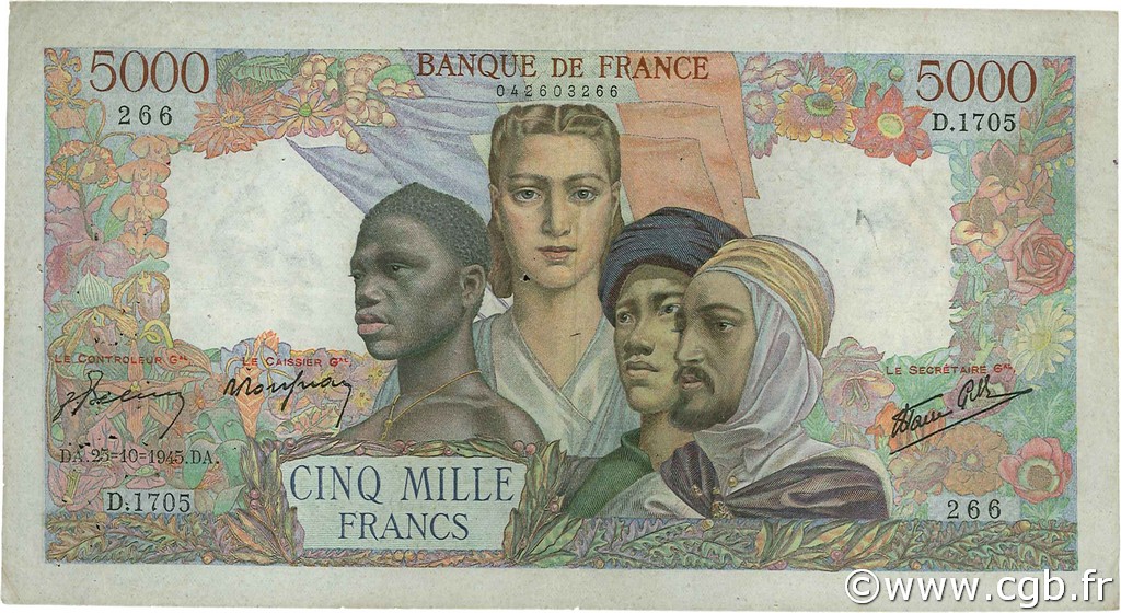 5000 Francs EMPIRE FRANÇAIS FRANCE  1945 F.47.48 TB+