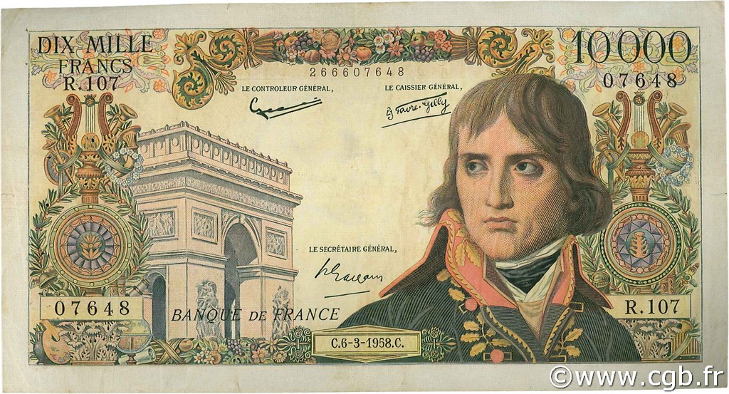 10000 Francs BONAPARTE FRANKREICH  1958 F.51.11 fSS
