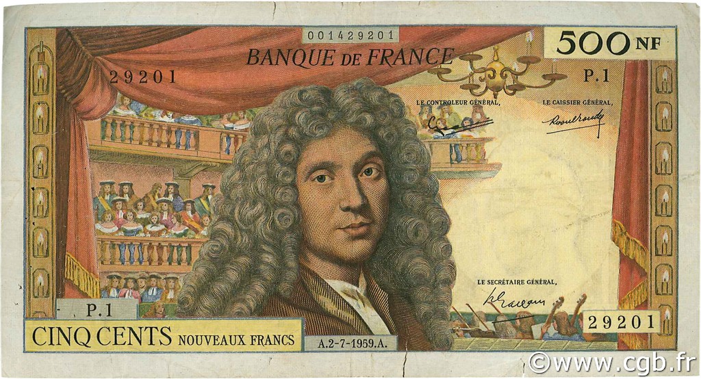 500 Nouveaux Francs MOLIÈRE FRANCE  1959 F.60.01 TB