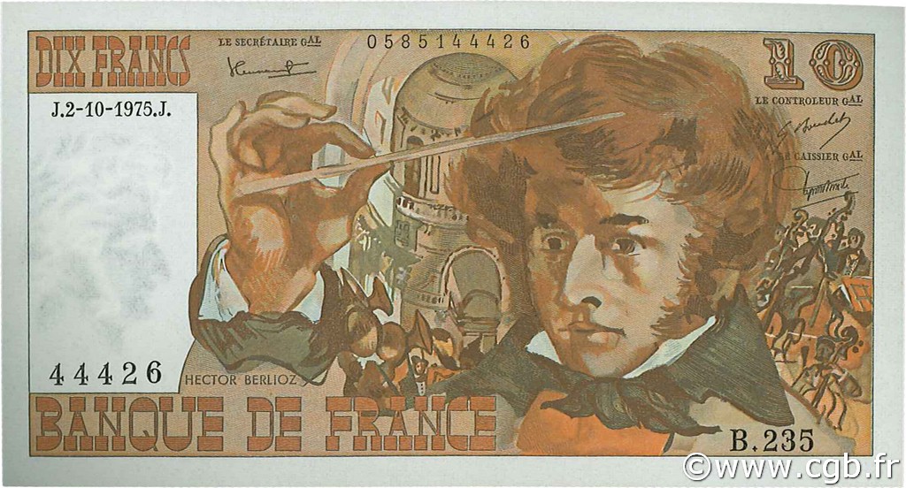10 Francs BERLIOZ FRANCIA  1975 F.63.13 FDC