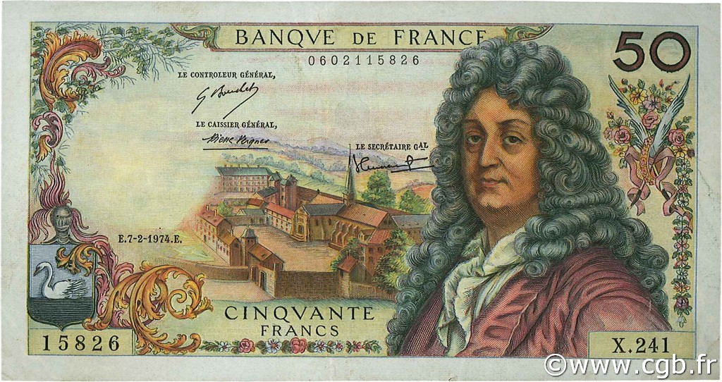 50 Francs RACINE FRANCIA  1974 F.64.26 BB