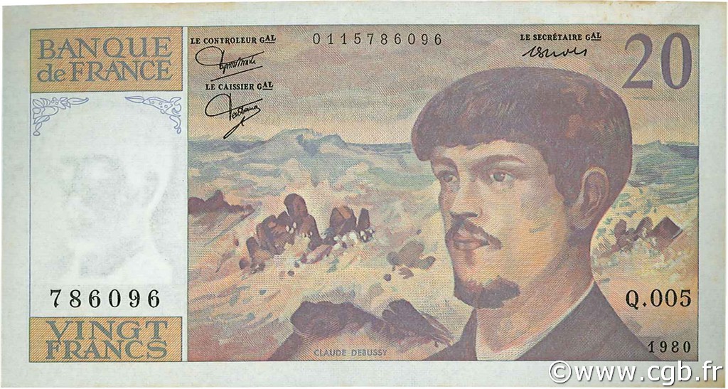 20 Francs DEBUSSY FRANCE  1980 F.66.01 pr.SPL