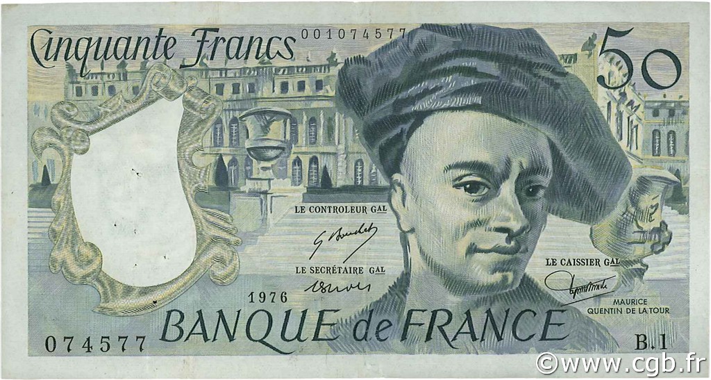 50 Francs QUENTIN DE LA TOUR FRANCE  1976 F.67.01 VF