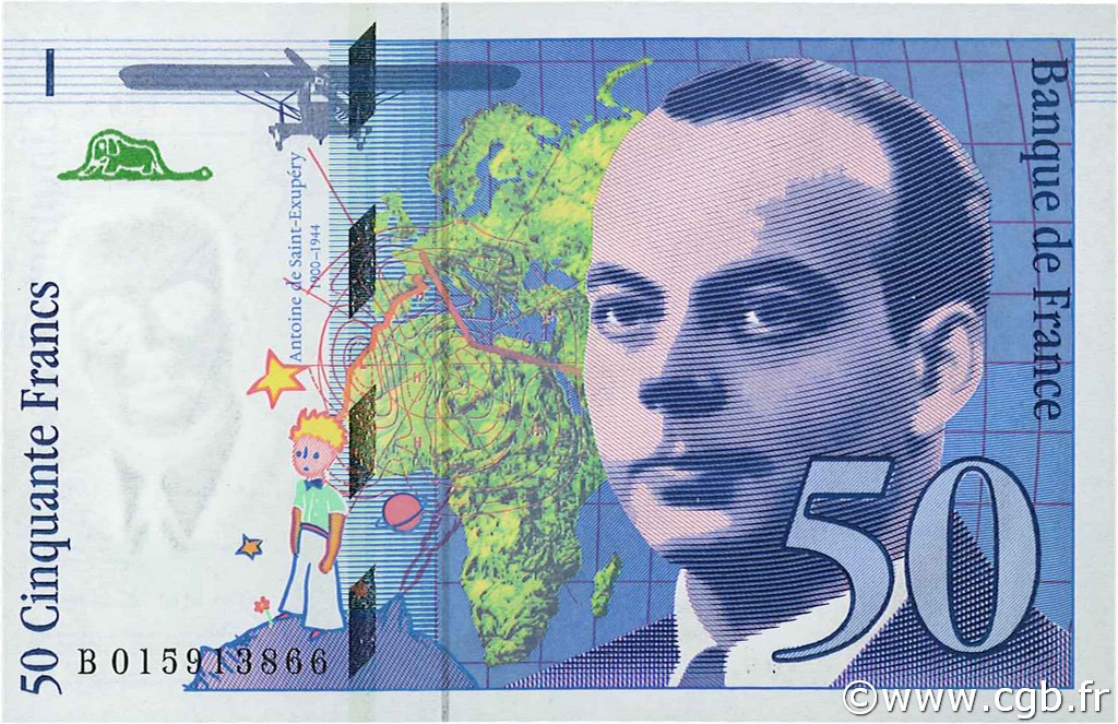 50 Francs SAINT-EXUPÉRY modifié FRANKREICH  1994 F.73.01a ST