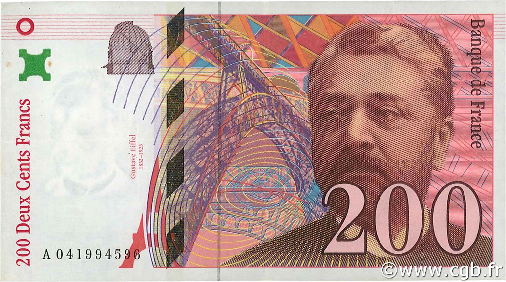 200 Francs EIFFEL FRANCE  1996 F.75.03a VF+