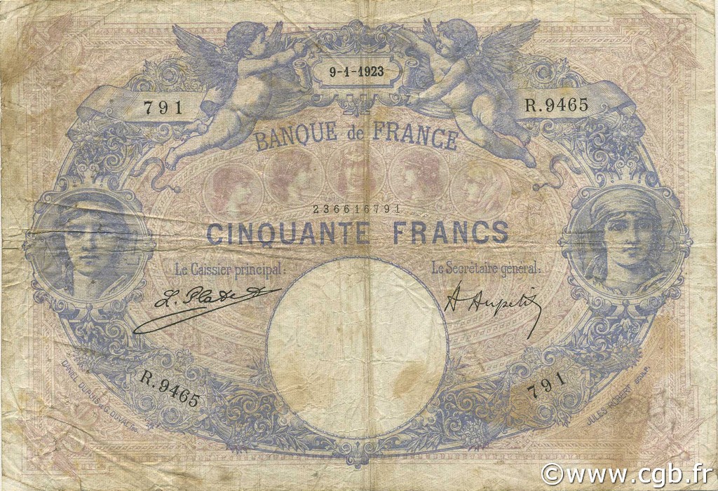 50 Francs BLEU ET ROSE FRANCE  1923 F.14.36 B