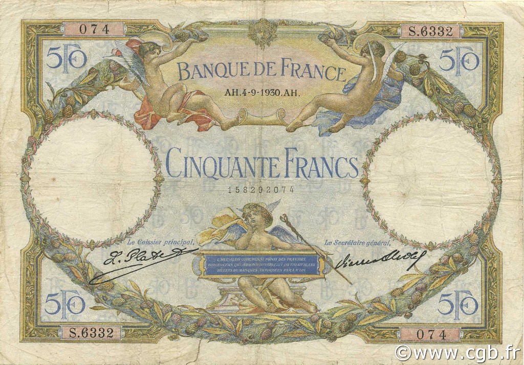 50 Francs LUC OLIVIER MERSON type modifié FRANKREICH  1930 F.16.01 SGE