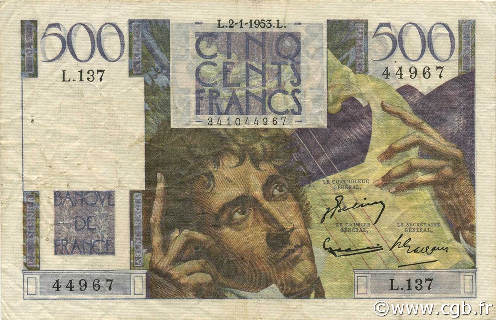 500 Francs CHATEAUBRIAND FRANKREICH  1953 F.34.11 fSS
