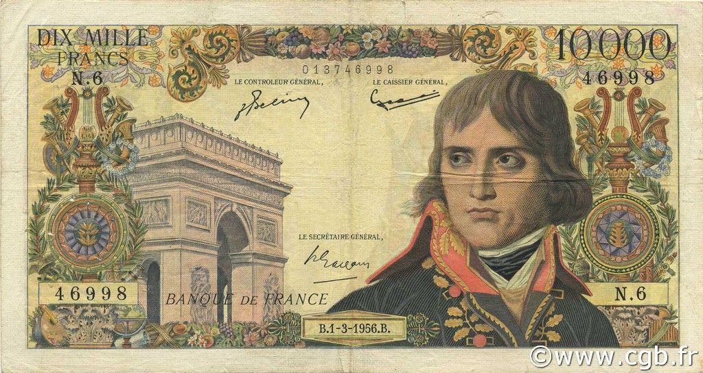 10000 Francs BONAPARTE FRANCIA  1956 F.51.02 MB