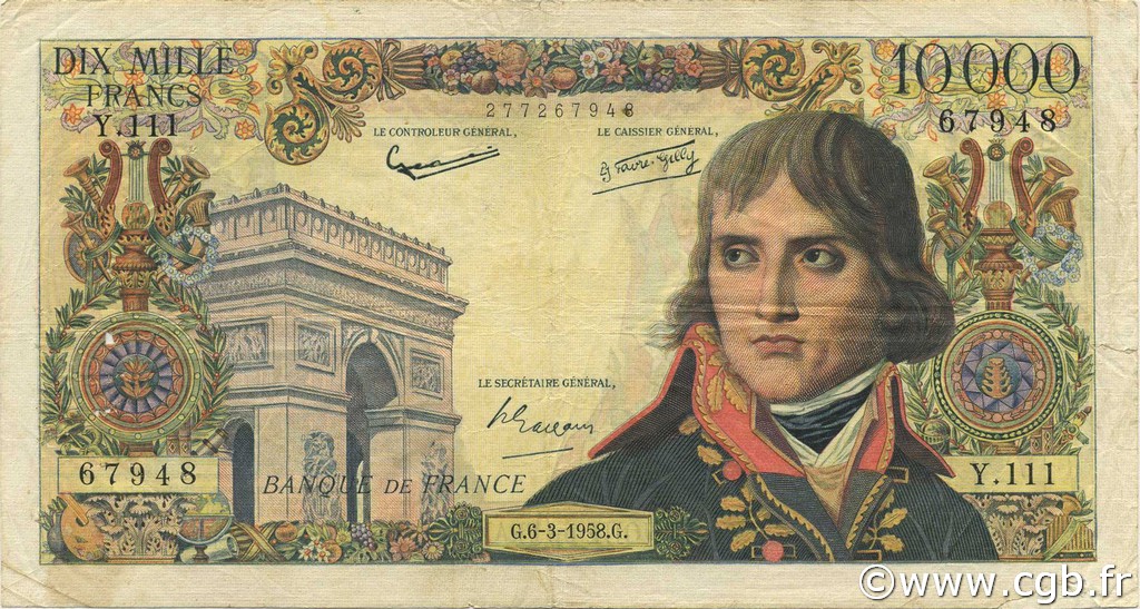 10000 Francs BONAPARTE FRANCIA  1958 F.51.11 MB