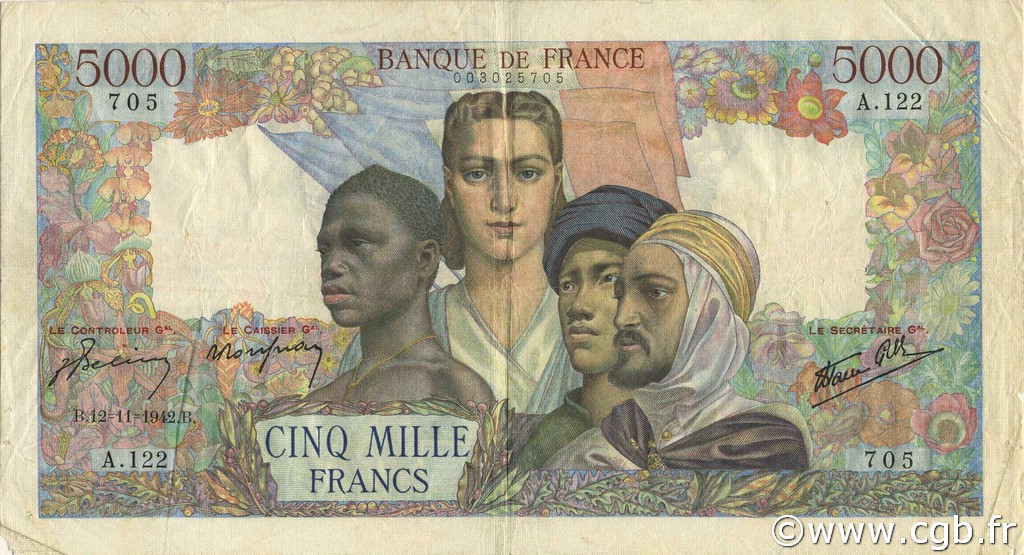 5000 Francs EMPIRE FRANCAIS FRANCIA  1942 F.47.06 BB