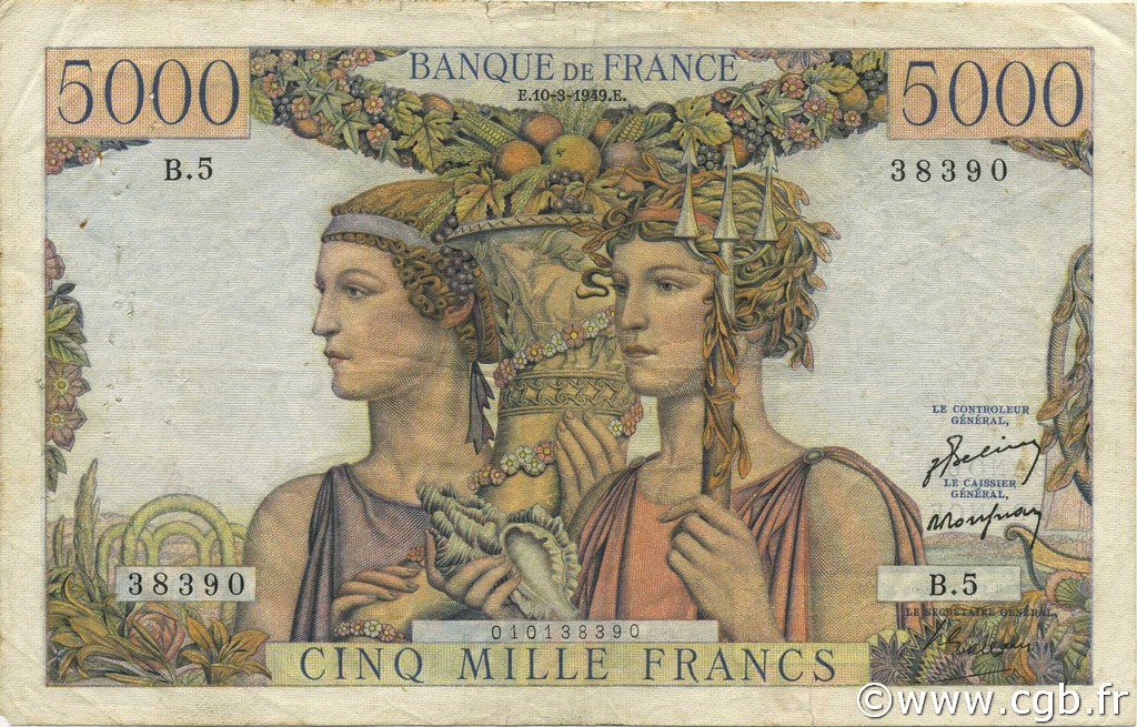 5000 Francs TERRE ET MER FRANCE  1949 F.48.01 F