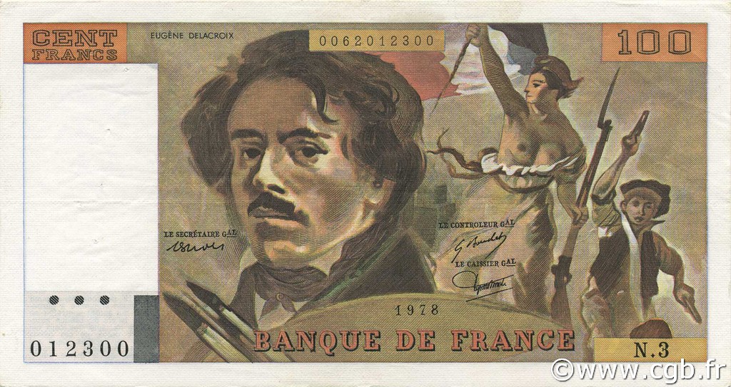 100 Francs DELACROIX FRANCIA  1978 F.68.03 MBC+