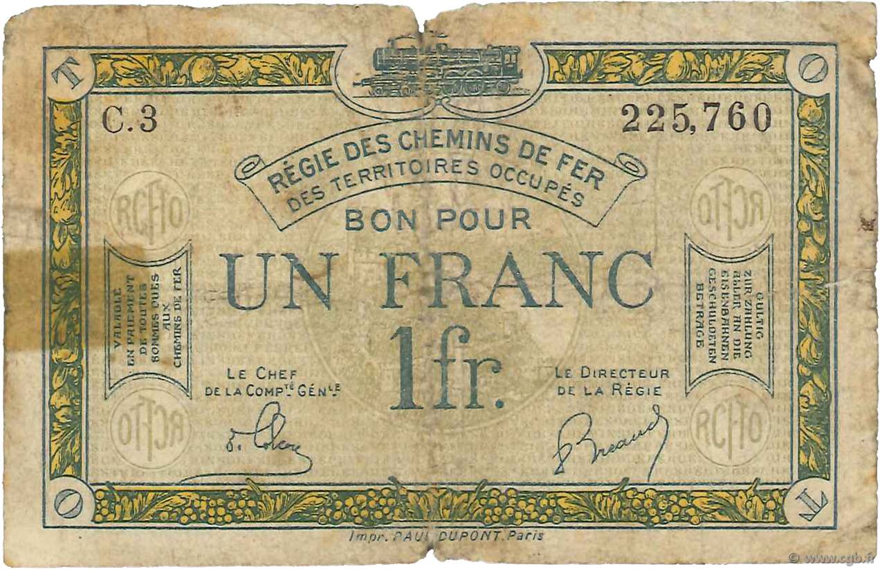 1 Franc FRANCE regionalism and various  1923 JP.135.05 VG