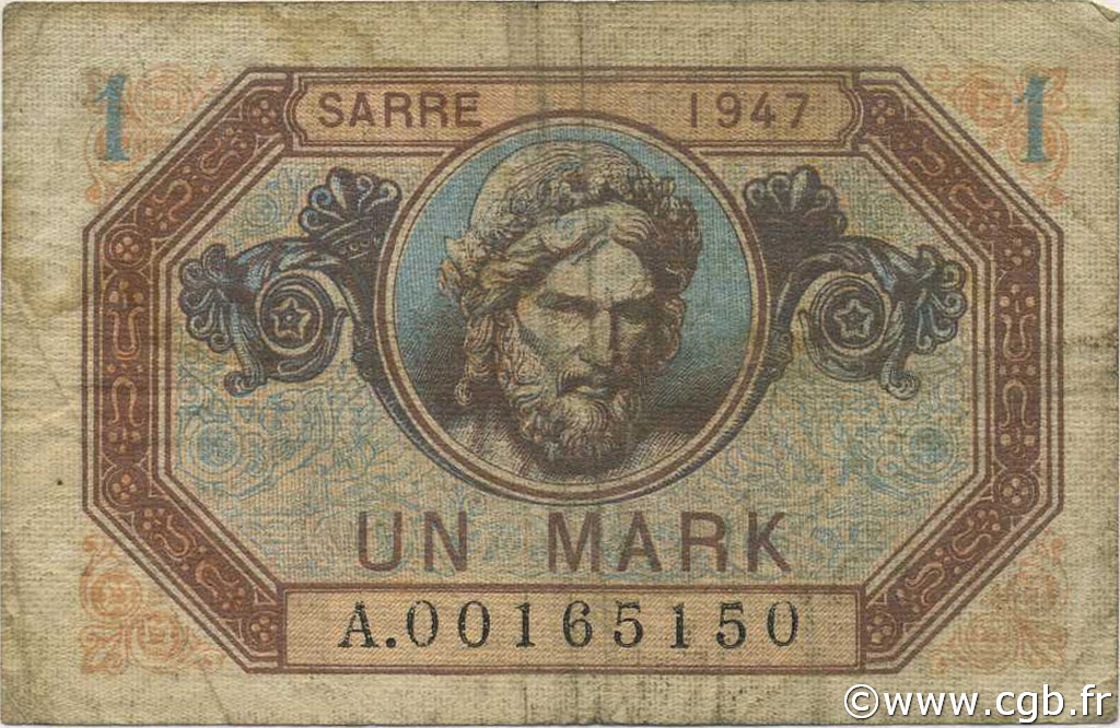 1 Mark SARRE FRANKREICH  1947 VF.44.01 fS