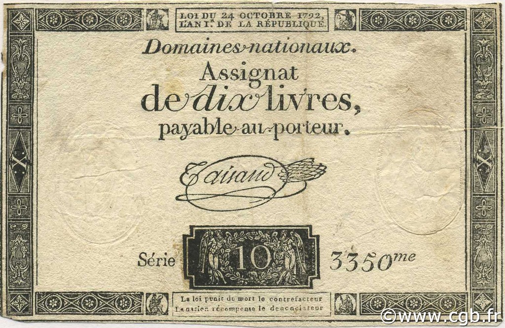 10 Livres FRANCIA  1792 Ass.36a BB