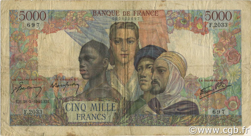 5000 Francs EMPIRE FRANÇAIS FRANCIA  1946 F.47.51 RC+