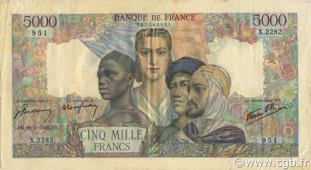 5000 Francs EMPIRE FRANÇAIS FRANKREICH  1946 F.47.53 SS