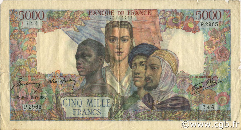 5000 Francs EMPIRE FRANÇAIS FRANCE  1947 F.47.58 pr.TTB
