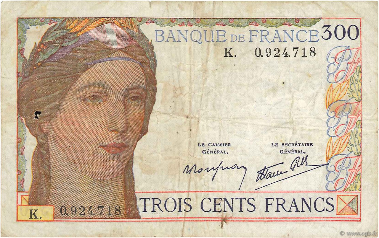 300 Francs FRANKREICH  1938 F.29.01 fS