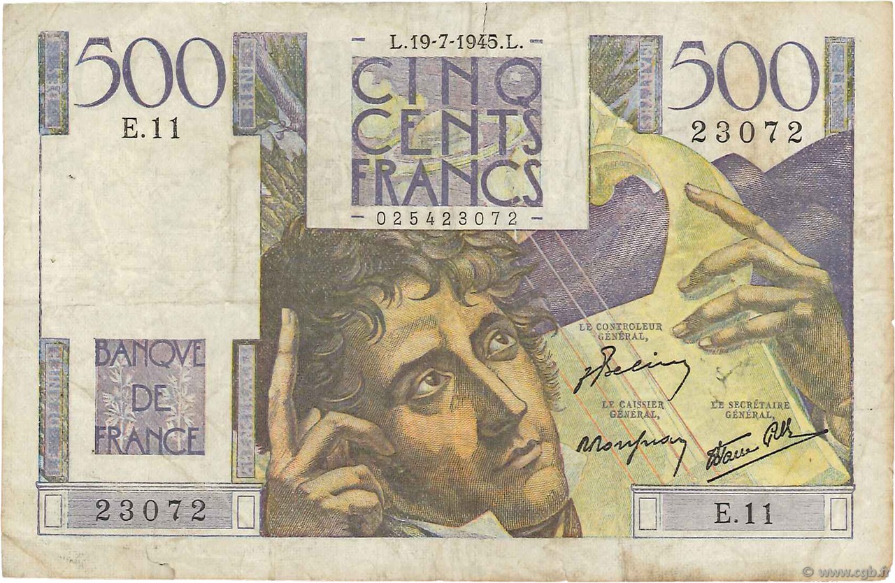 500 Francs CHATEAUBRIAND FRANCE  1945 F.34.01 F-