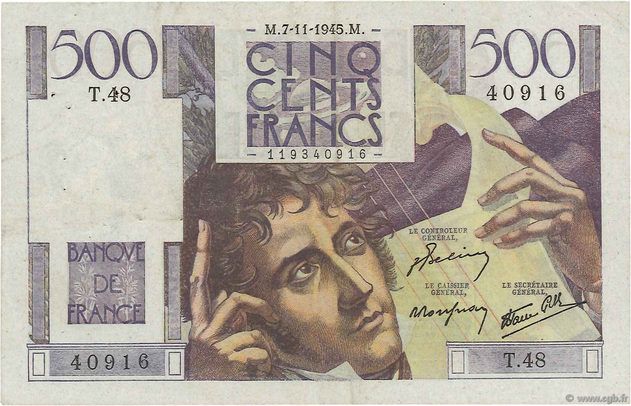 500 Francs CHATEAUBRIAND FRANCIA  1945 F.34.03 BC+