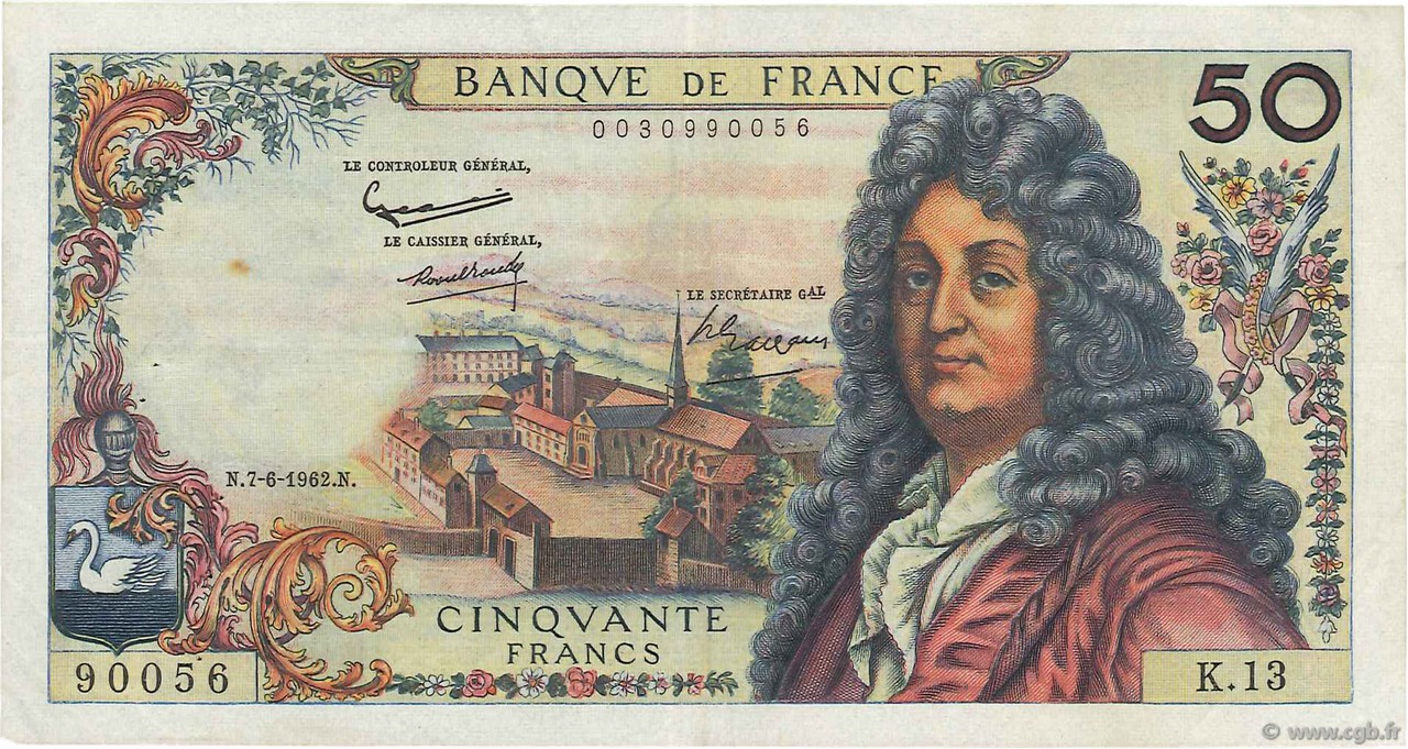 50 Francs RACINE FRANCIA  1962 F.64.01 MBC