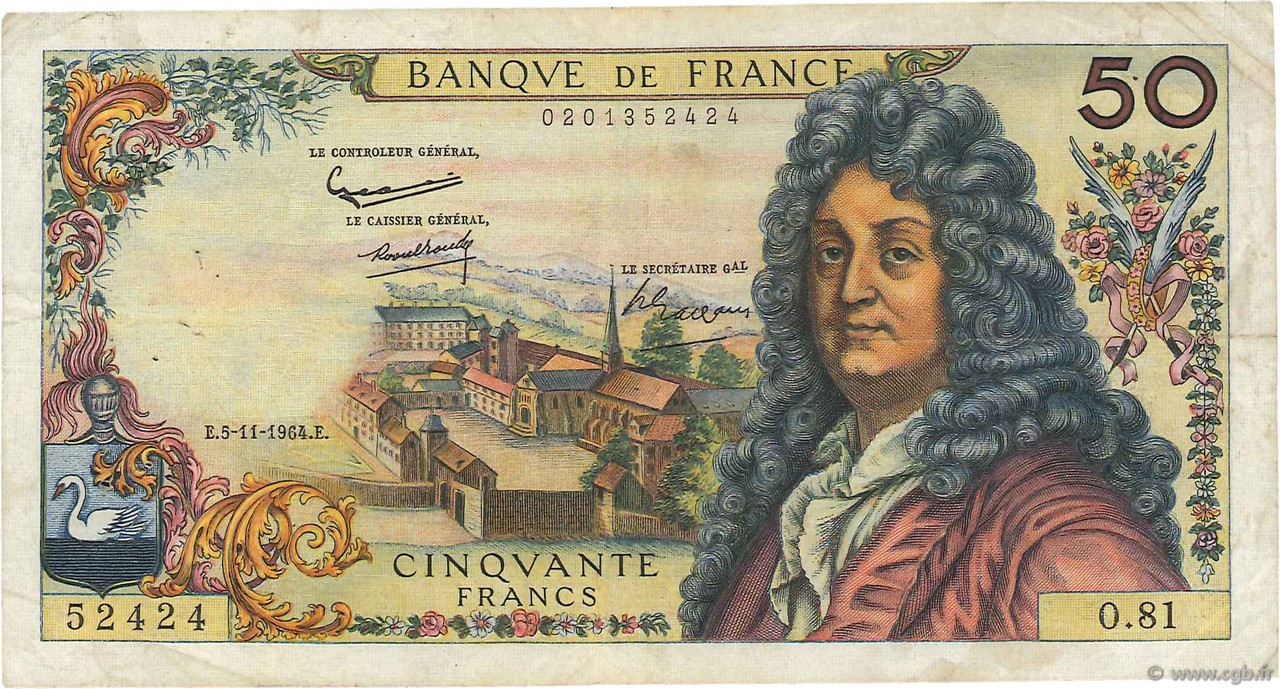 50 Francs RACINE FRANCIA  1964 F.64.07 BC