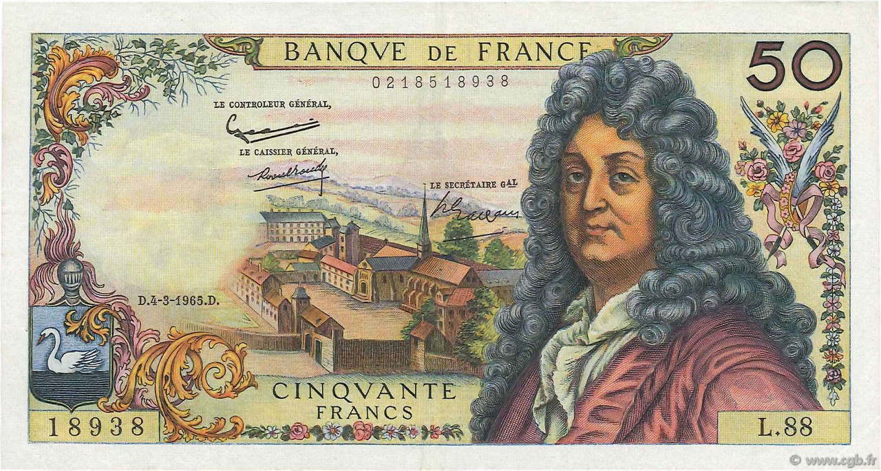 50 Francs RACINE FRANKREICH  1965 F.64.08 fVZ